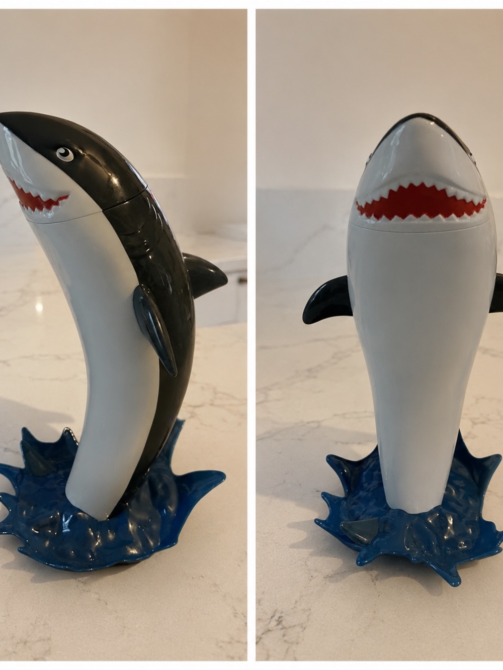 ZINC Shark Novelty Cold Drink Cup with Straw Blue Splash Base